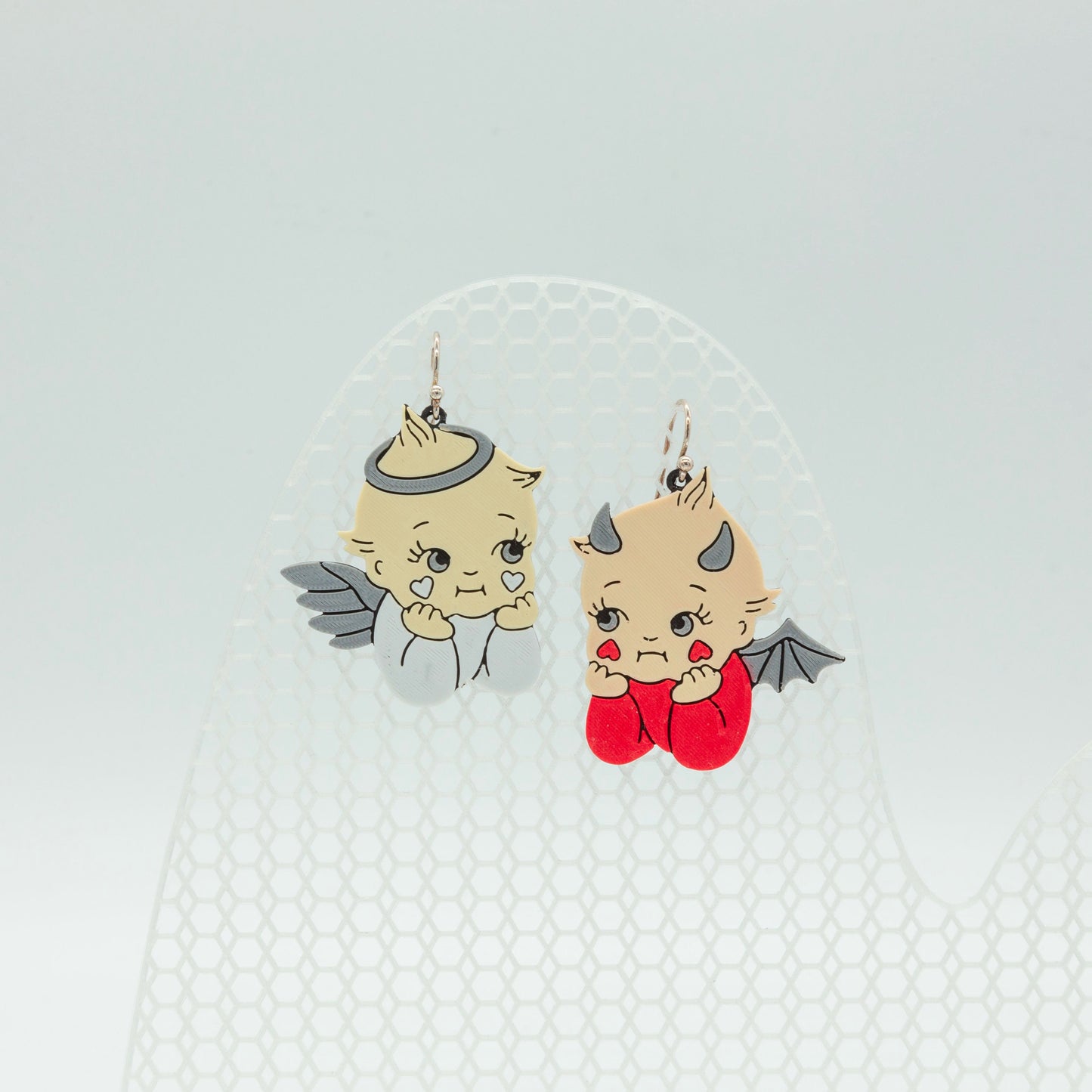 Angel & Devil Kewpie Doll Earrings-1 | Sterling Silver 925