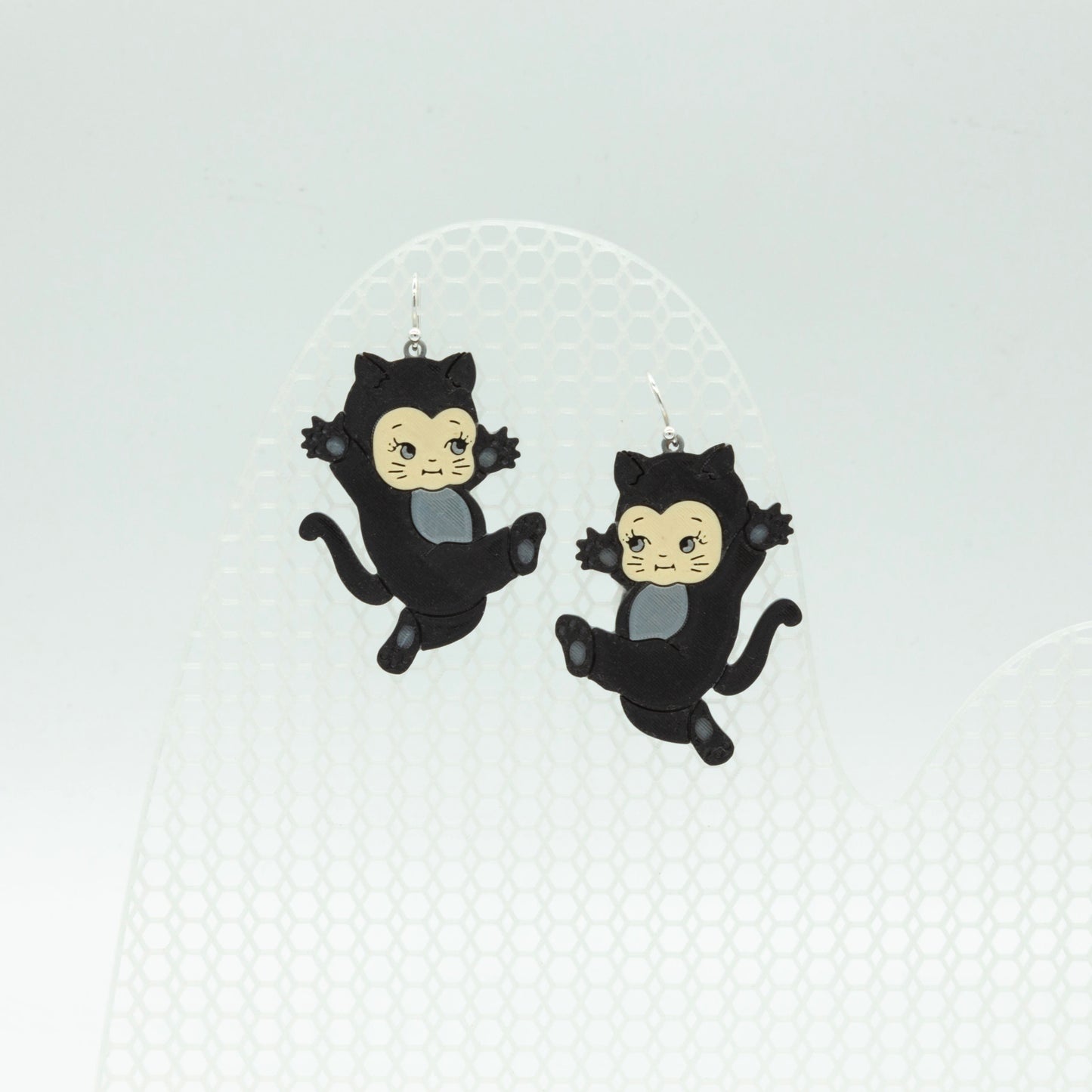 Black Cat Kewpie Doll Earrings | Sterling Silver 925