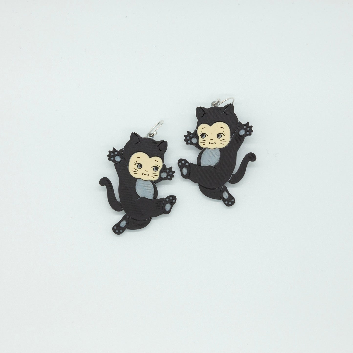 Black Cat Kewpie Doll Earrings | Sterling Silver 925