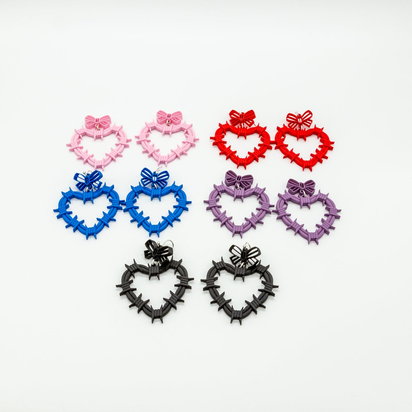 Barbed Wire Heart Earrings | Sterling Silver 925 | 3D Printed