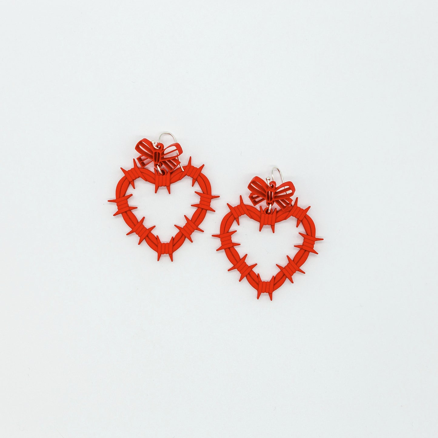 Barbed Wire Heart Earrings | Sterling Silver 925 | 3D Printed