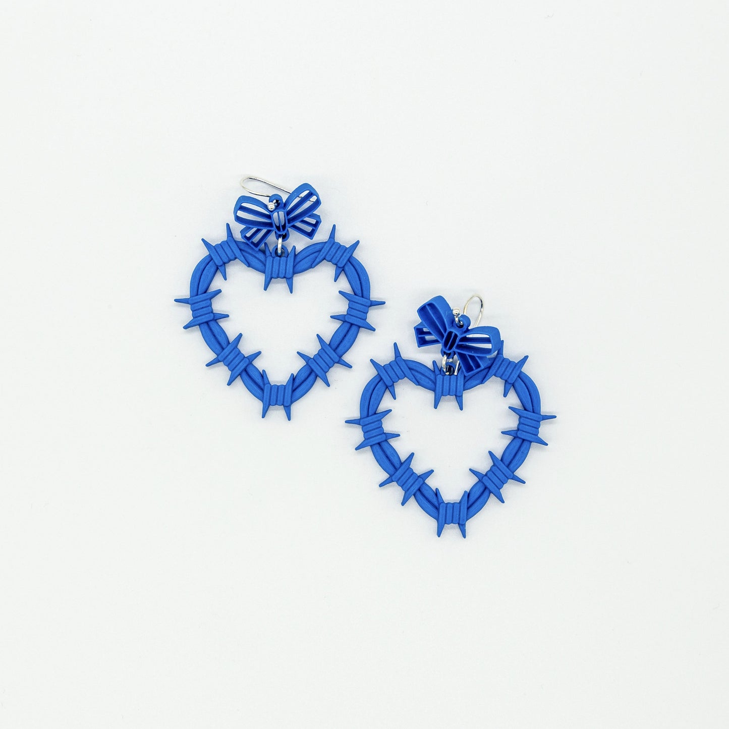 Barbed Wire Heart Earrings | Sterling Silver 925 | 3D Printed