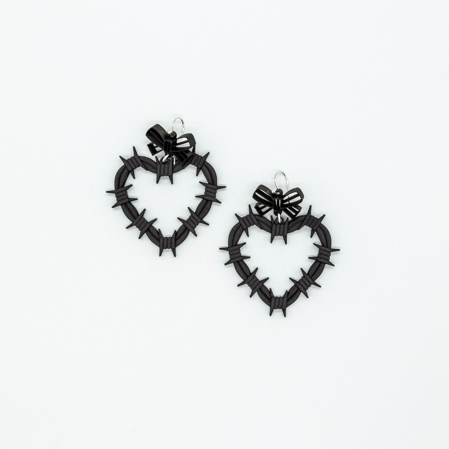 Barbed Wire Heart Earrings | Sterling Silver 925 | 3D Printed